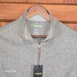 Haggar In Motion Mens Gray Heathered Quarter Zip Vest S 5/CH Fleece